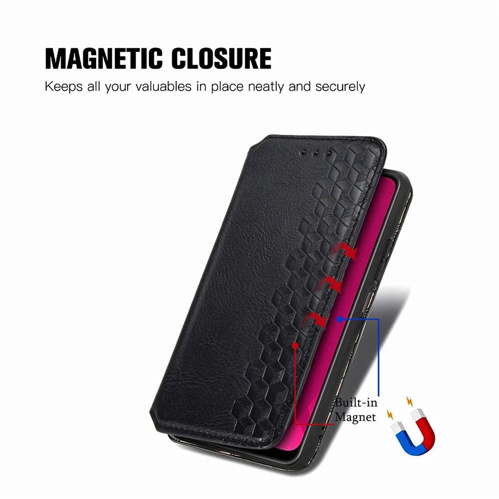 For Infinix Smart 9 4G PU Leather Case Rhombus Imprint Wallet Stand Phone Cover - Black - 4