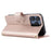 For iPhone 13 Pro Crossbody Leather Case Ring Buckle Wallet Stand Rhombus Mobile Cover - Rose Gold - 4