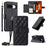 For Google Pixel 8 Crossbody Leather Case Ring Buckle Wallet Stand Rhombus Mobile Cover - Black - 1