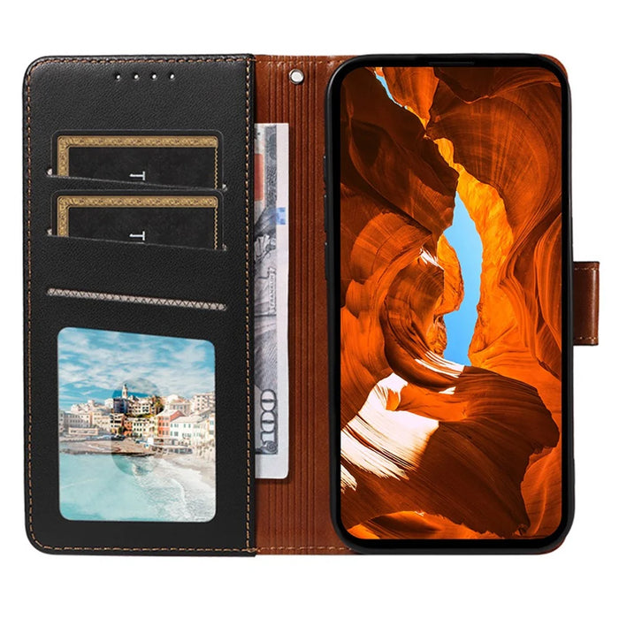 For Samsung Galaxy S25 Ultra Case RFID Blocking Leather Wallet Flip Phone Cover with Wrist Strap - Black - 2
