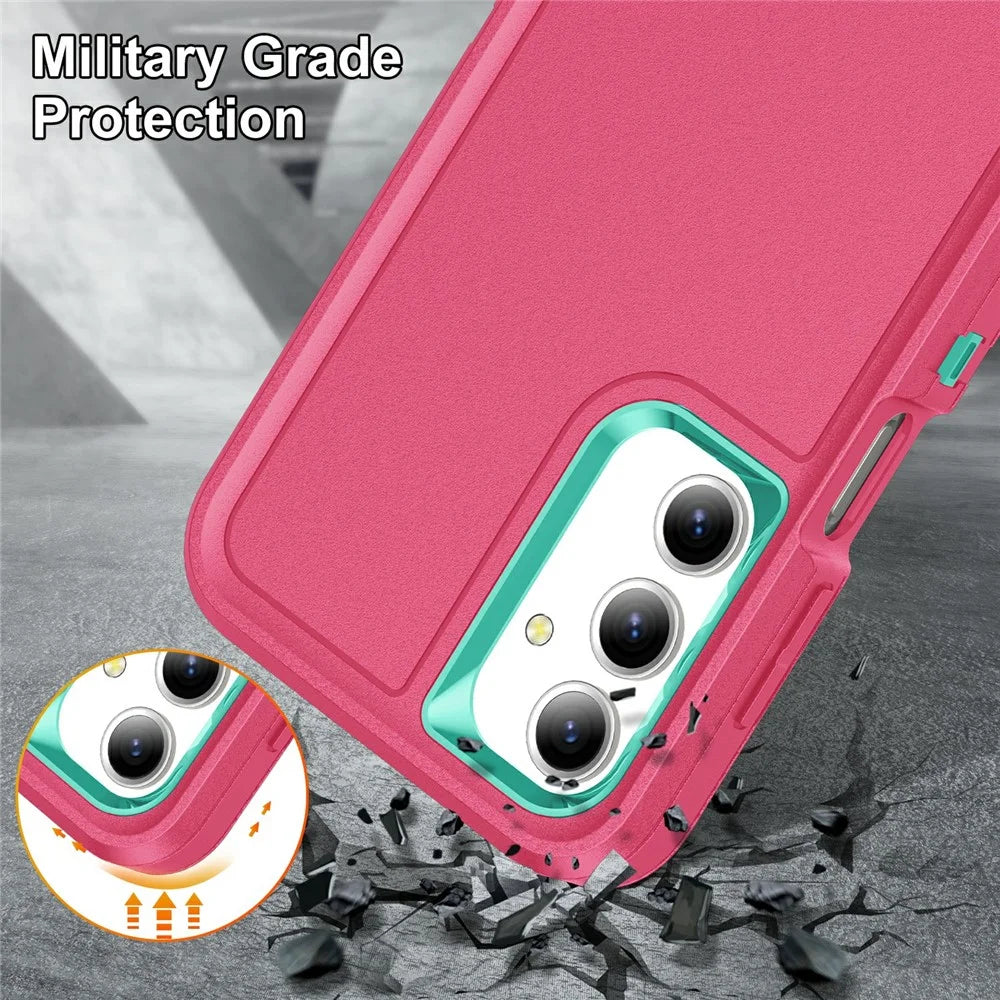 For Samsung Galaxy A16 4G / 5G Case Kickstand Phone Cover PC+Silicone+EVA 3-in-1 Design - Rose+Light Cyan - 7