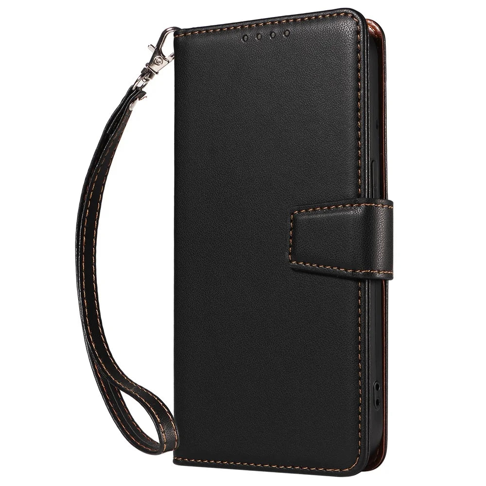 For Google Pixel 8 Case RFID Blocking Leather Wallet Flip Phone Cover with Wrist Strap - Black - 5