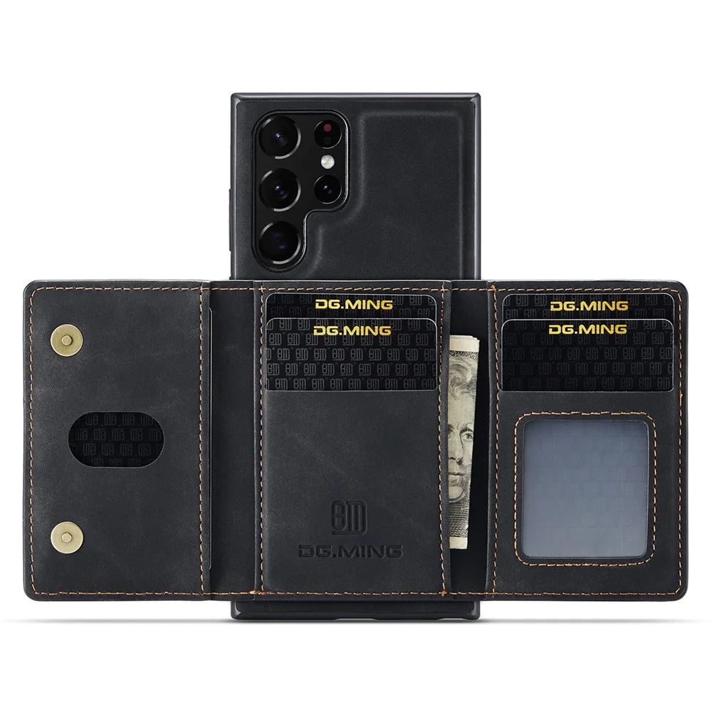 DG.MING M2 Series for Samsung Galaxy S25 Ultra Case PU+PC+TPU Phone Cover Detachable Wallet - Black - 2