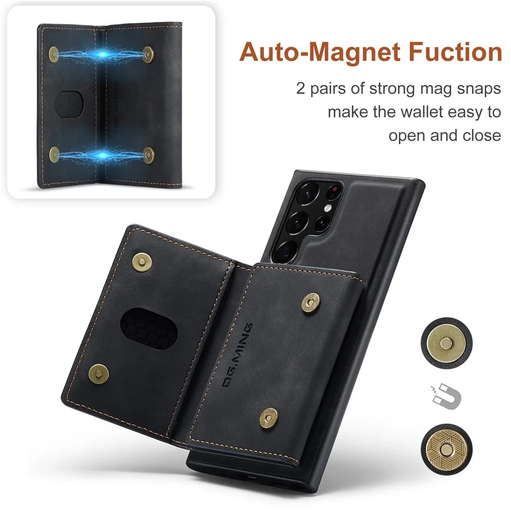 DG.MING M2 Series for Samsung Galaxy S25 Ultra Case PU+PC+TPU Phone Cover Detachable Wallet - Black - 7