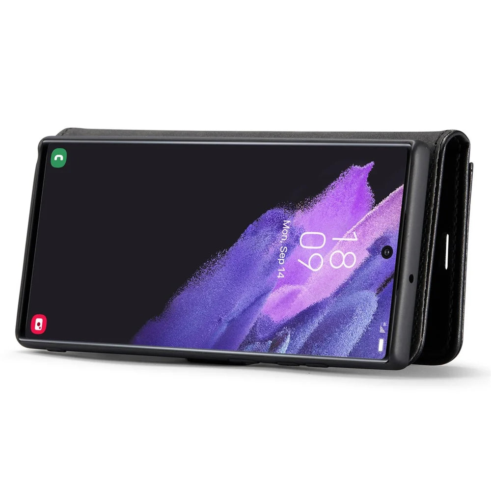 DG.MING for Samsung Galaxy S25 Ultra Case Detachable Split Leather Phone Cover - Black - 3