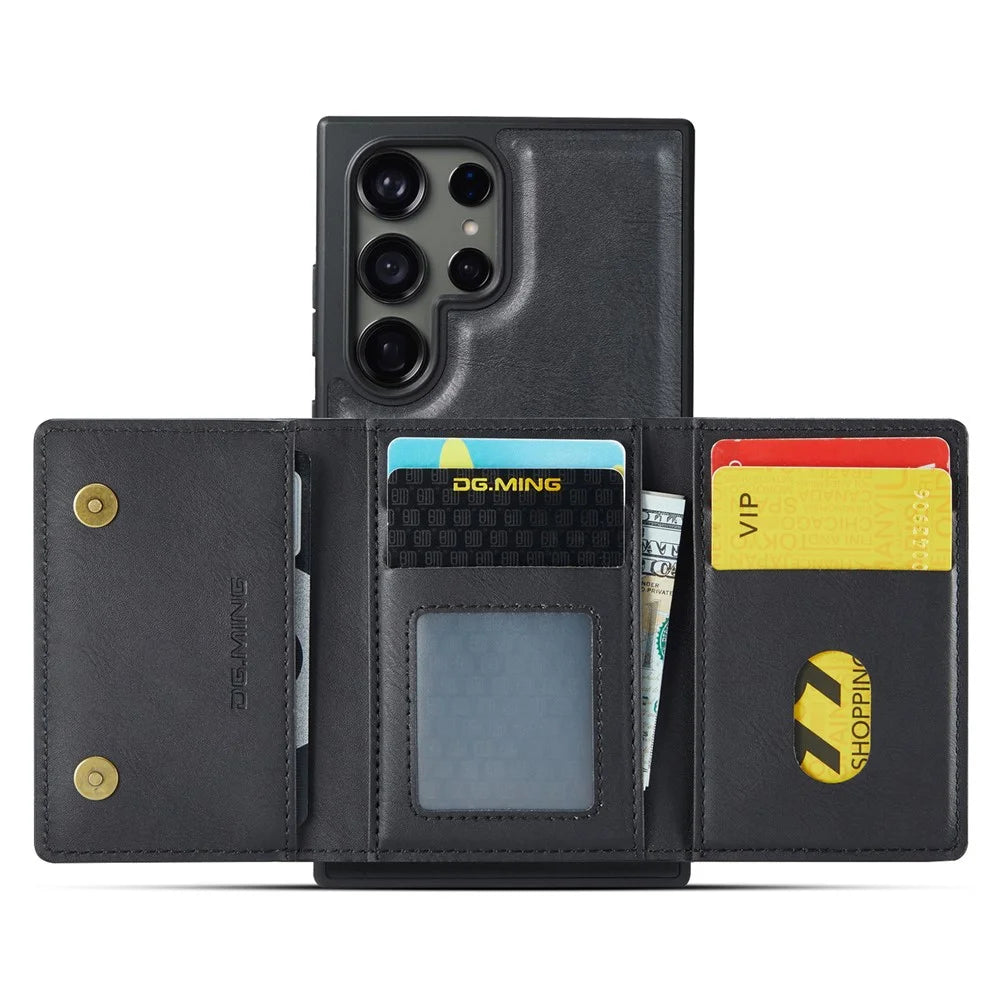 DG.MING M5 Series For Samsung Galaxy S25 Ultra Case Detachable Magnetic Leather Phone Cover with Card Slots - Black - 2
