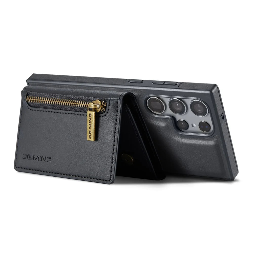DG.MING M5 Series For Samsung Galaxy S25 Ultra Case Detachable Magnetic Leather Phone Cover with Card Slots - Black - 3