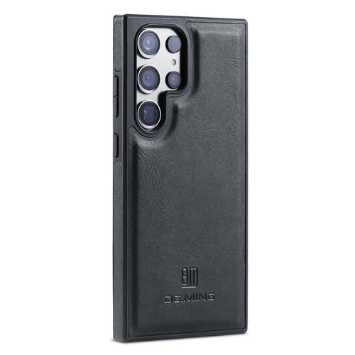 DG.MING For Samsung Galaxy S25 Ultra Case Anti-Drop Leather Coated PC+TPU Phone Back Cover - Black - 1