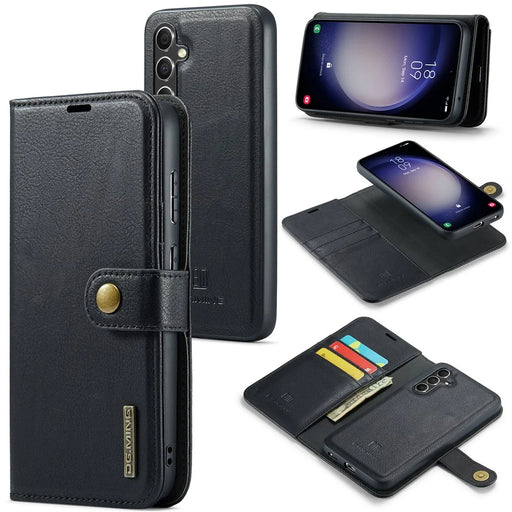 DG.MING for Samsung Galaxy A36 5G Case Detachable Split Leather Phone Cover - Black - 1
