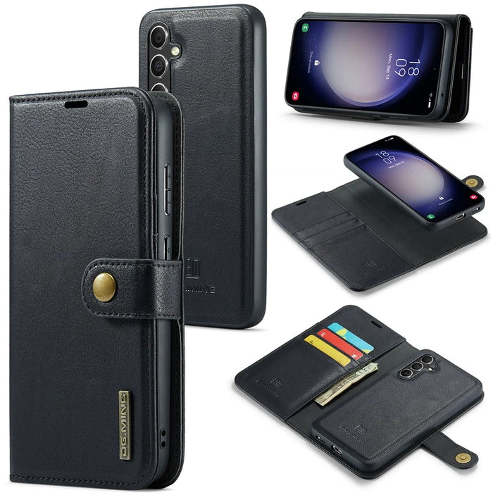DG.MING for Samsung Galaxy A36 5G Case Detachable Split Leather Phone Cover - Black - 1