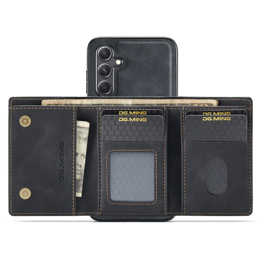 DG.MING M1 Series for Samsung Galaxy A36 5G Case Kickstand PU Phone Cover with Detachable Wallet - Black - 2
