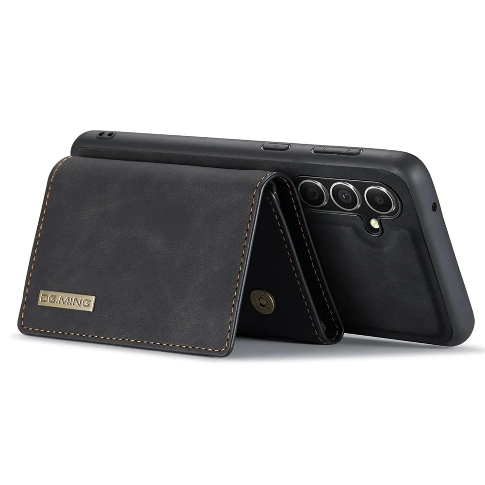DG.MING M1 Series for Samsung Galaxy A36 5G Case Kickstand PU Phone Cover with Detachable Wallet - Black - 3