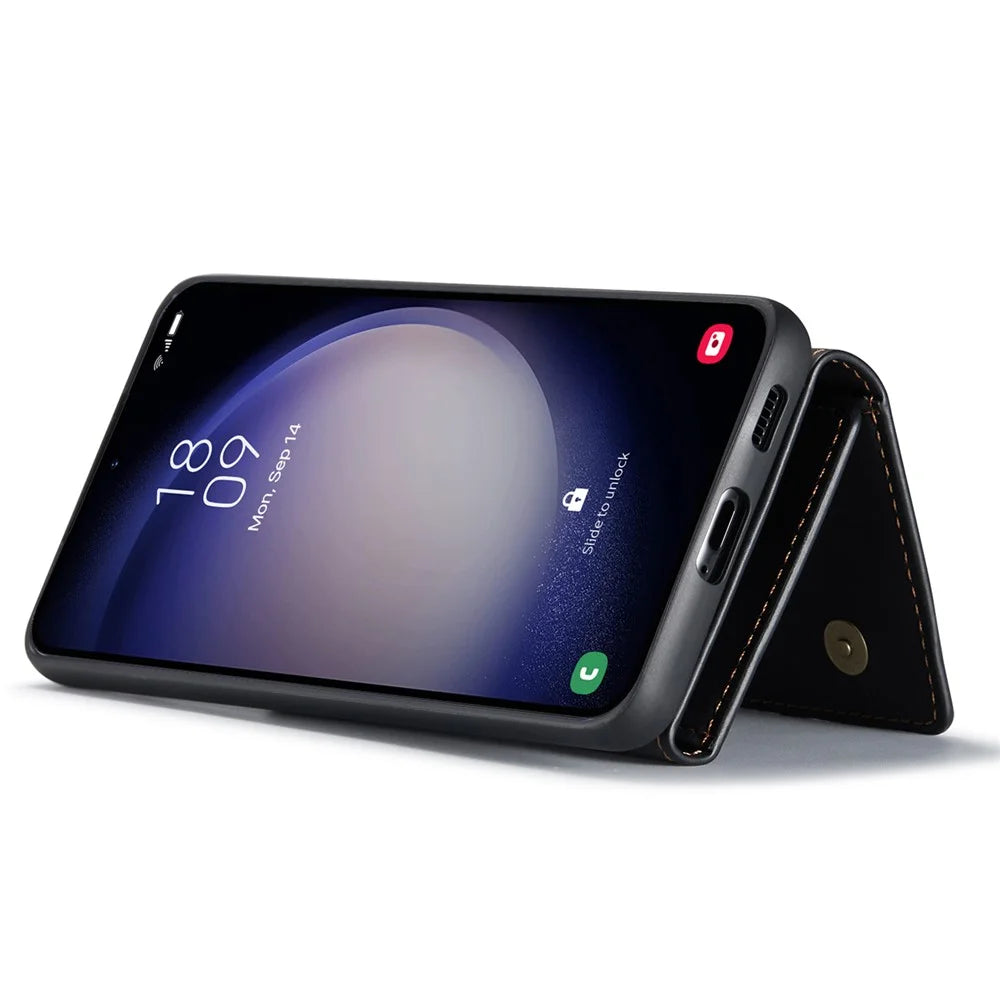 DG.MING M1 Series for Samsung Galaxy A36 5G Case Kickstand PU Phone Cover with Detachable Wallet - Black - 4