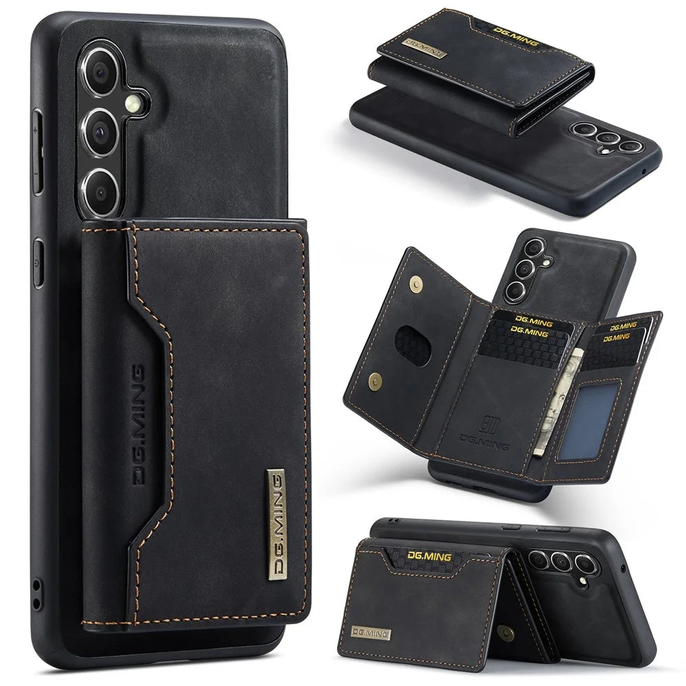 DG.MING M2 Series for Samsung Galaxy A36 5G Case PU+PC+TPU Phone Cover Detachable Wallet - Black - 1