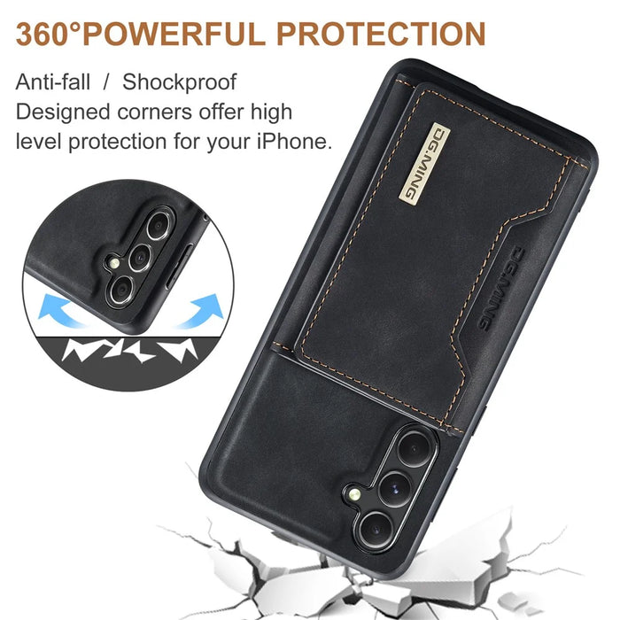 DG.MING M2 Series for Samsung Galaxy A36 5G Case PU+PC+TPU Phone Cover Detachable Wallet - Black - 6