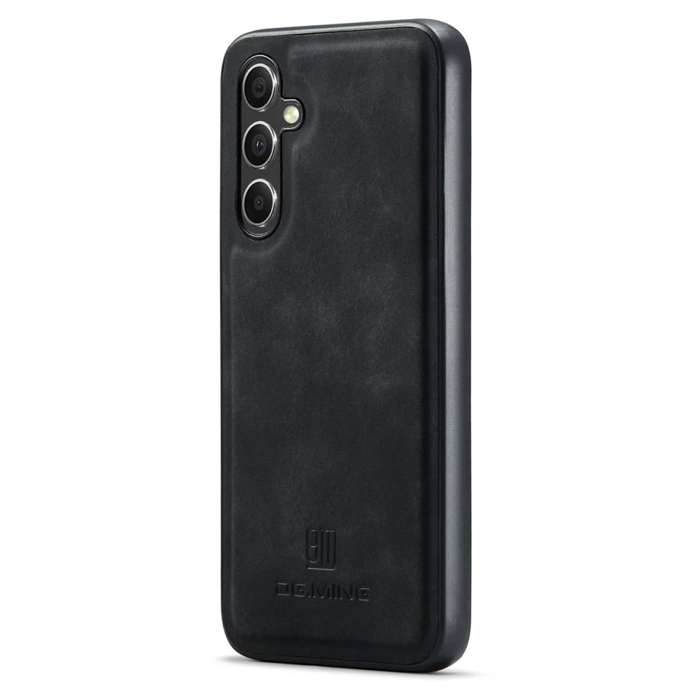 DG.MING For Samsung Galaxy A36 5G Case PU Leather Covered PC+TPU Hybrid Phone Shell - Black - 1