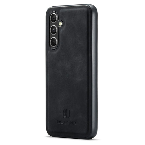DG.MING For Samsung Galaxy A36 5G Case PU Leather Covered PC+TPU Hybrid Phone Shell - Black - 1