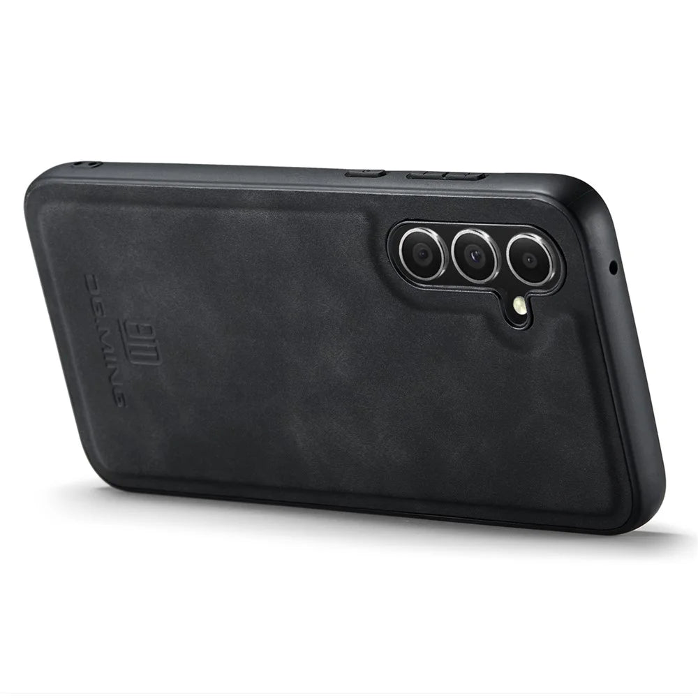 DG.MING For Samsung Galaxy A36 5G Case PU Leather Covered PC+TPU Hybrid Phone Shell - Black - 4