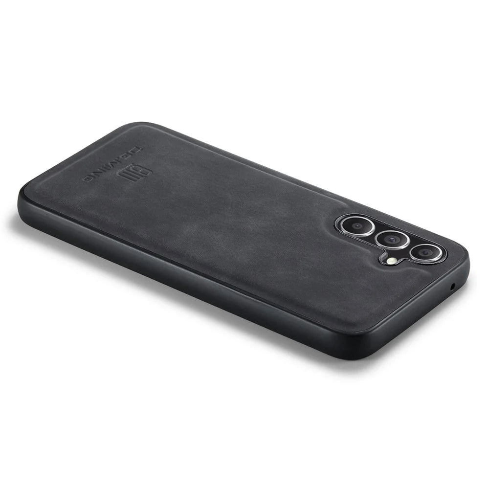 DG.MING For Samsung Galaxy A36 5G Case PU Leather Covered PC+TPU Hybrid Phone Shell - Black - 5