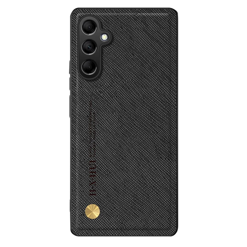 For Samsung Galaxy S24 FE Case Cross Texture Leather+TPU Phone Cover Support Magnetic Car Holder - Black - 1