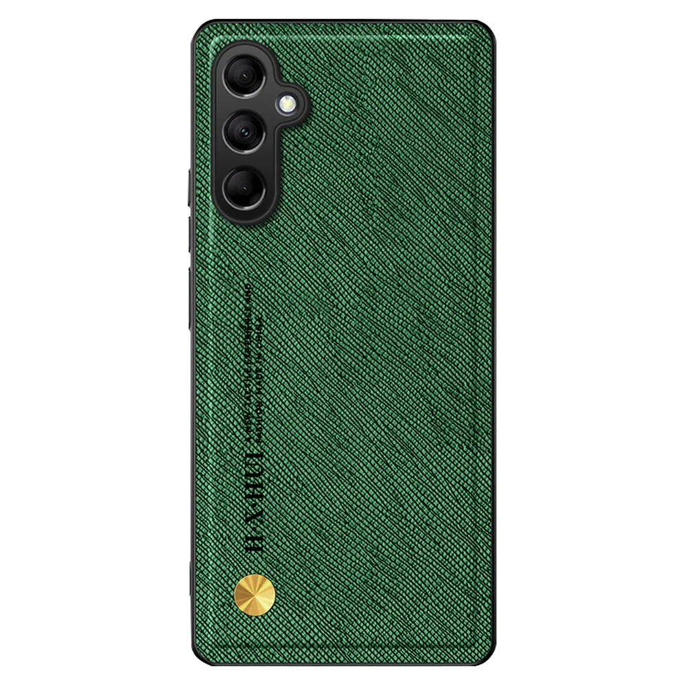 For Samsung Galaxy S25 Case Cross Texture Leather+TPU Phone Cover Support Magnetic Car Holder - Green - 1