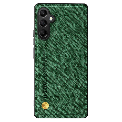 For Samsung Galaxy S25 Case Cross Texture Leather+TPU Phone Cover Support Magnetic Car Holder - Green - 1