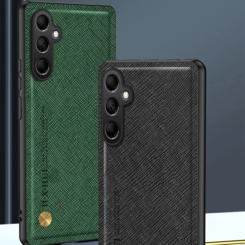 For Samsung Galaxy S25 Case Cross Texture Leather+TPU Phone Cover Support Magnetic Car Holder - Green - 6