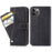 For iPhone 14 Pro Anti-scratch Phone Case Retro Texture PU Leather Rotating Card Slot Stand Wallet Phone Cover - Black - 1
