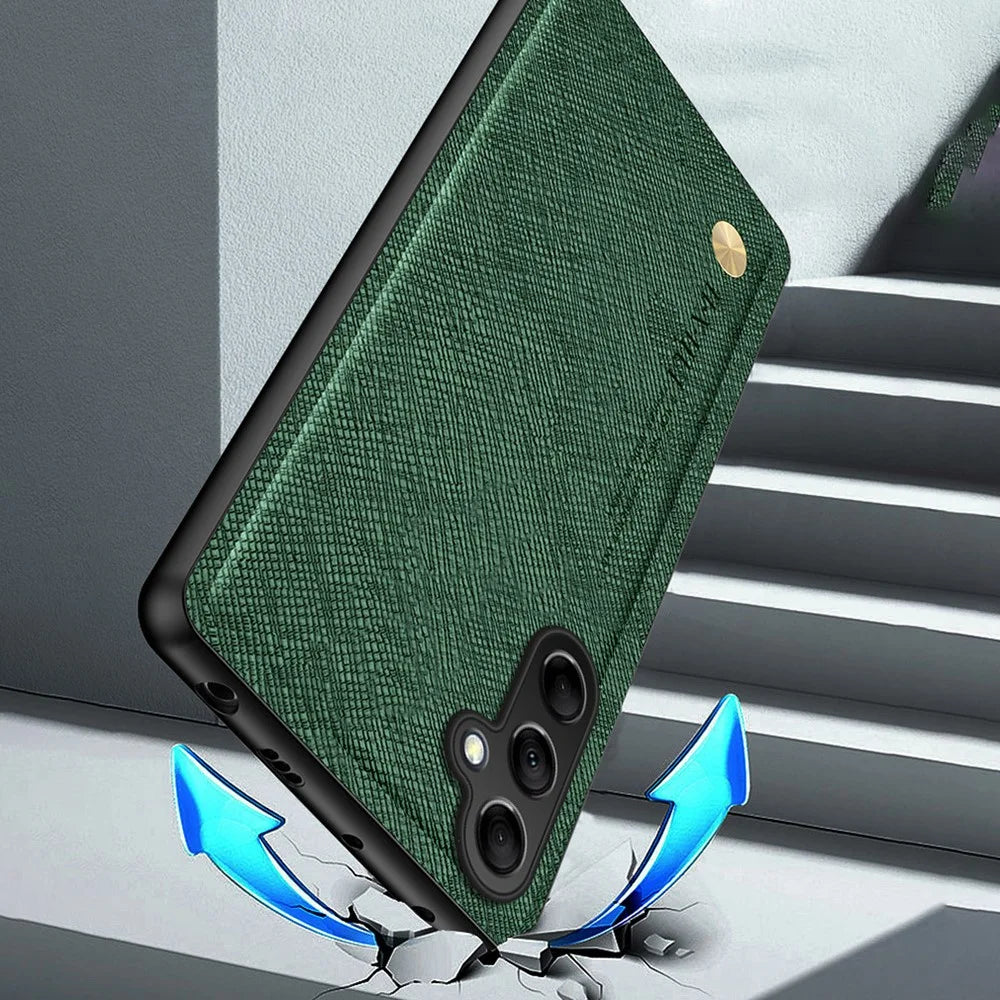 For Samsung Galaxy S25+ Case Cross Texture Leather+TPU Phone Cover Support Magnetic Car Holder - Brown - 5