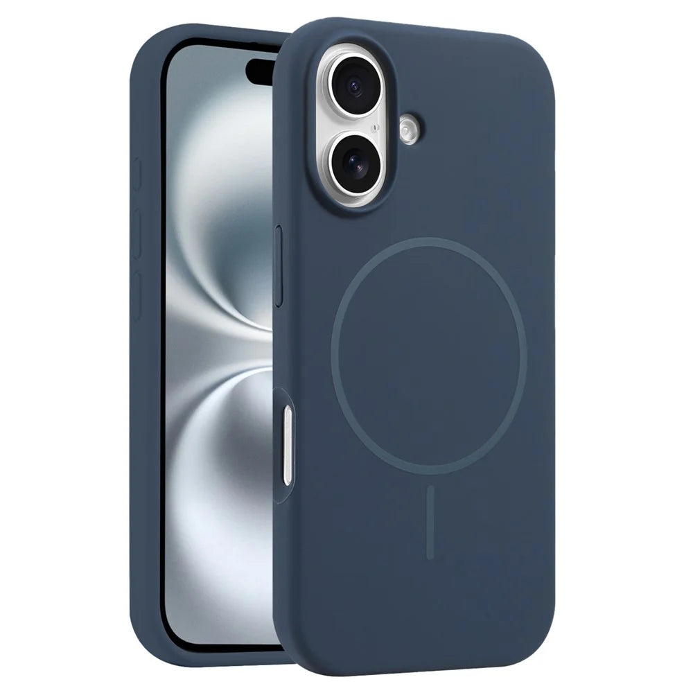 For iPhone 16 Case Compatible with MagSafe Liquid Silicone Anti-Drop Phone Cover - Sapphire - 1