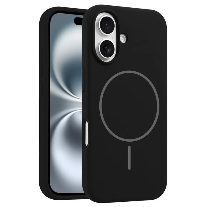 For iPhone 16 Plus Case Compatible with MagSafe Liquid Silicone Anti-Drop Phone Cover - Black - 1