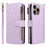 For iPhone 16 Pro Leather Case with Card Holder, RFID Blocking Wallet Phone Cover Rhombus Pattern - Purple - 1