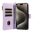 For iPhone 16 Pro Leather Case with Card Holder, RFID Blocking Wallet Phone Cover Rhombus Pattern - Purple - 2