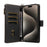 For iPhone 16 Pro Max Leather Case with Card Holder, RFID Blocking Wallet Phone Cover Rhombus Pattern - Black - 2