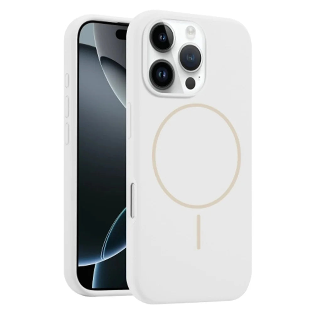 For iPhone 15 Pro Max Case Compatible with MagSafe Liquid Silicone Anti-Drop Phone Cover - White - 1