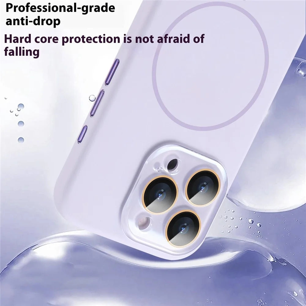 For iPhone 16 Pro Max Case Compatible with MagSafe Liquid Silicone Anti-Drop Phone Cover with Lens Film - Titanium Grey - 3