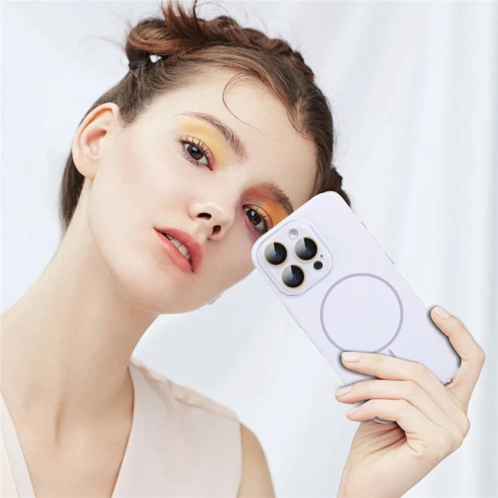 For iPhone 16 Pro Max Case Compatible with MagSafe Liquid Silicone Anti-Drop Phone Cover with Lens Film - Titanium Grey - 5
