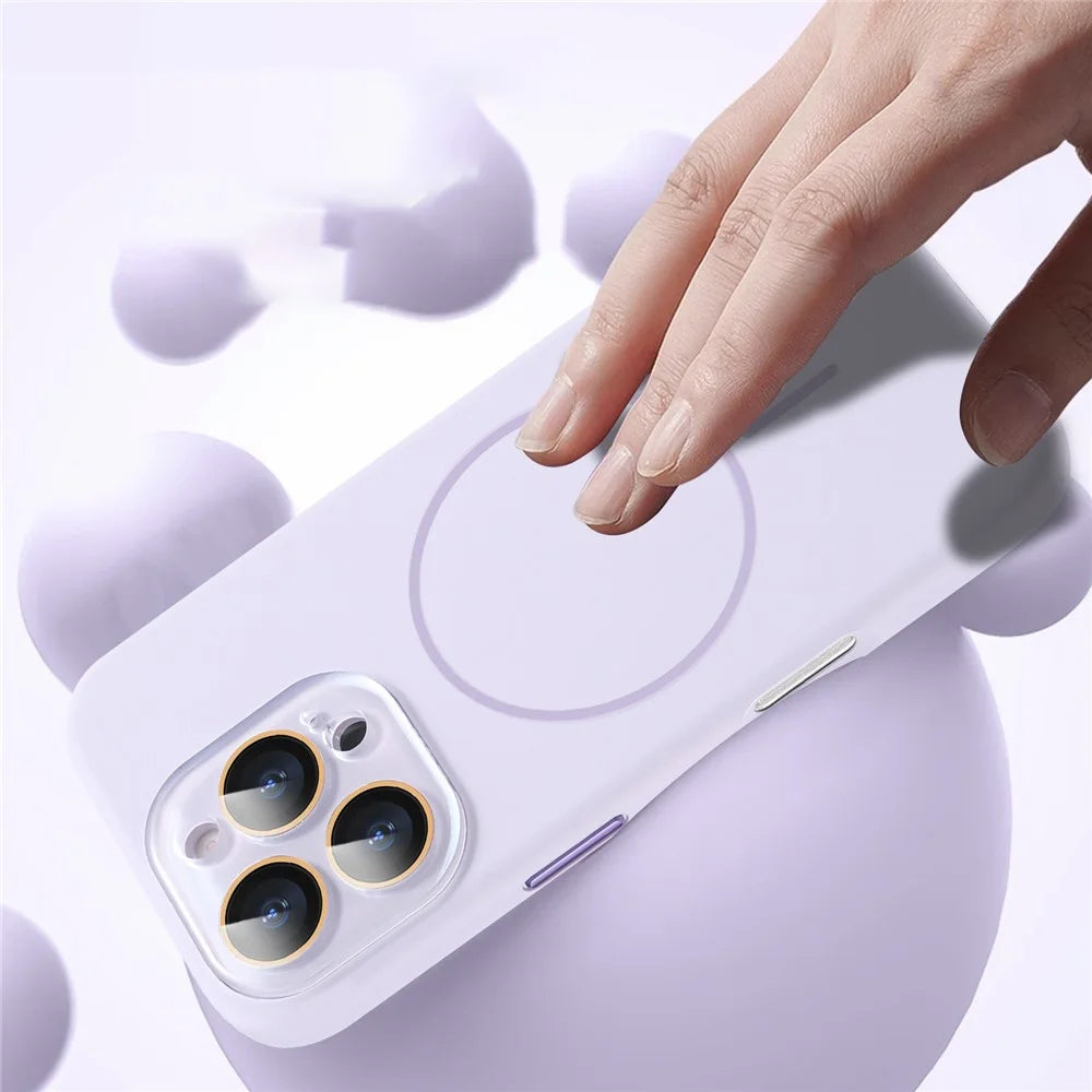 For iPhone 16 Pro Max Case Compatible with MagSafe Liquid Silicone Anti-Drop Phone Cover with Lens Film - Titanium Grey - 6