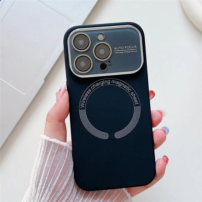 For iPhone 16 Pro Max Case Compatible with MagSafe Liquid Silicone Phone Cover with Wide Lens Protection - Black - 1