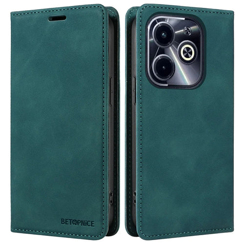 BETOPNICE 003 Wallet Case for Infinix Smart 8 Plus / Smart 8 Pro 4G / Smart 8 4G / Hot 40i / TECNO Spark Go 2024 4G Leather Phone Cover - Green - 1