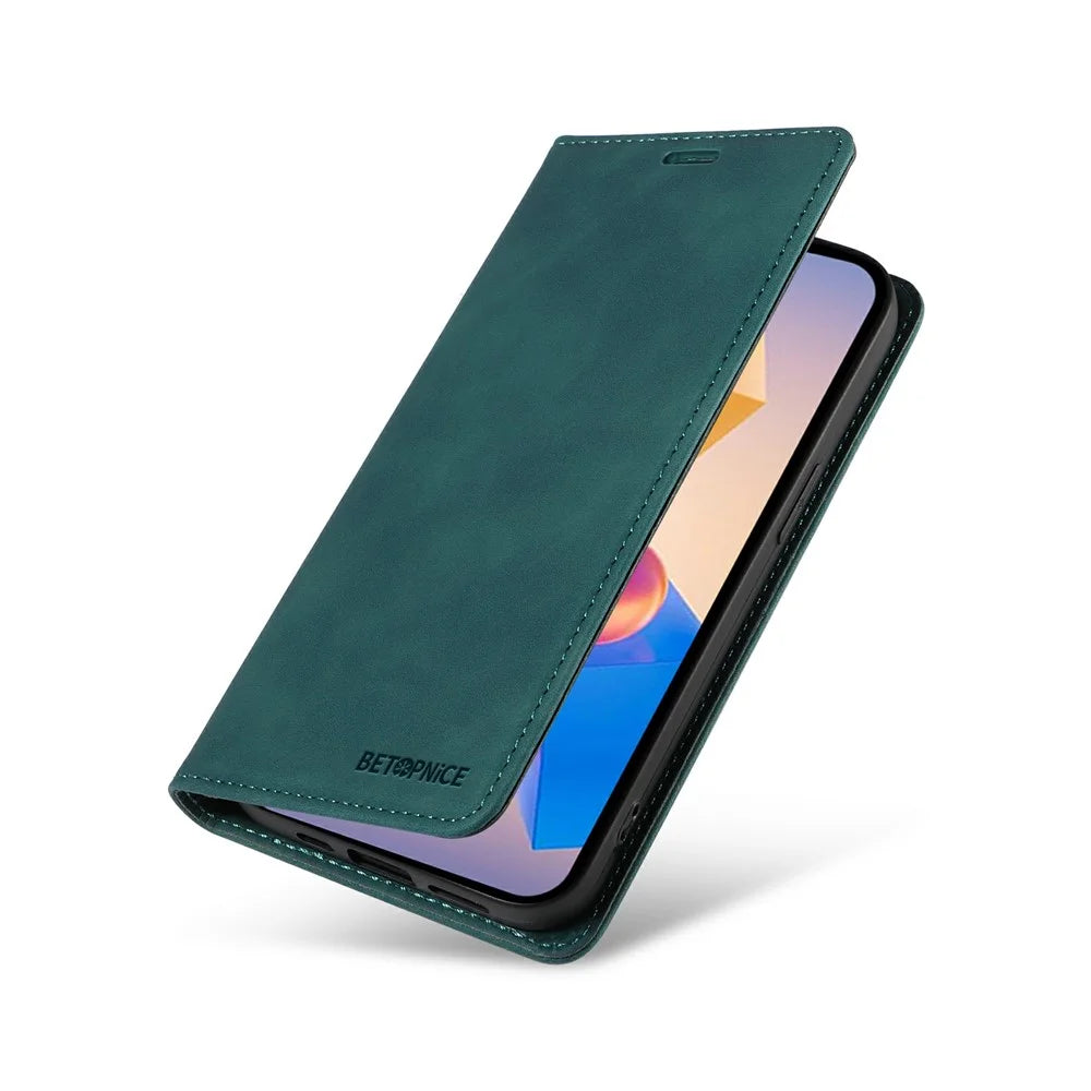BETOPNICE 003 Wallet Case for Infinix Smart 8 Plus / Smart 8 Pro 4G / Smart 8 4G / Hot 40i / TECNO Spark Go 2024 4G Leather Phone Cover - Green - 6