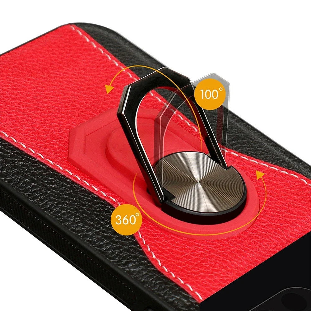 For iPhone 13 Pro Max 6.7 inch Litchi Texture Anti-scratch PU Leather+Hard PC+TPU Kickstand Phone Cover Phone Shell - Red - 4