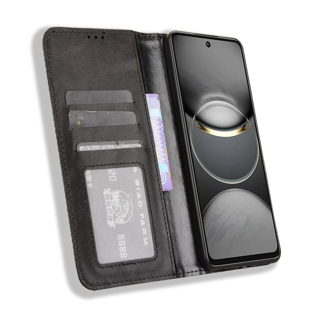 For TECNO Spark 30 4G KL6 Leather Case Wallet Stand Retro Texture Phone Cover - Black - 2