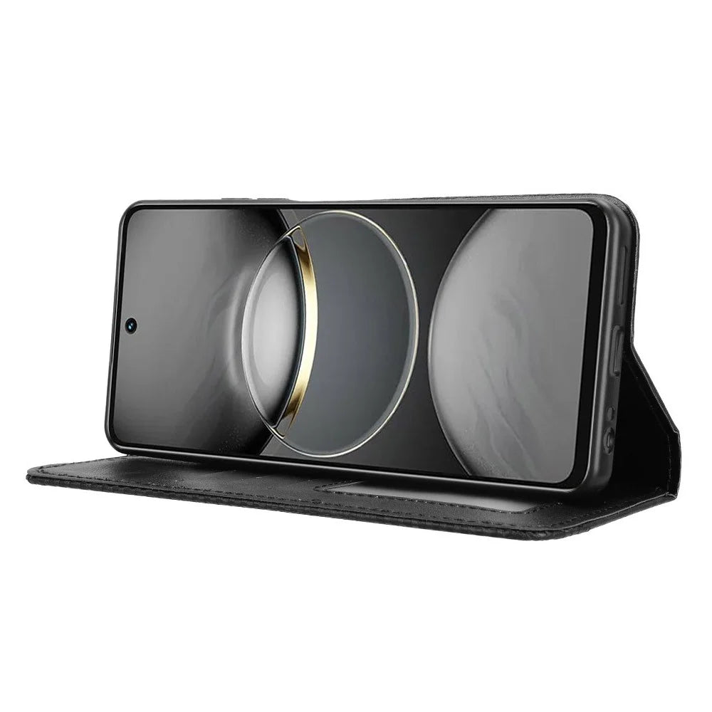 For TECNO Spark 30 4G KL6 Leather Case Wallet Stand Retro Texture Phone Cover - Black - 3