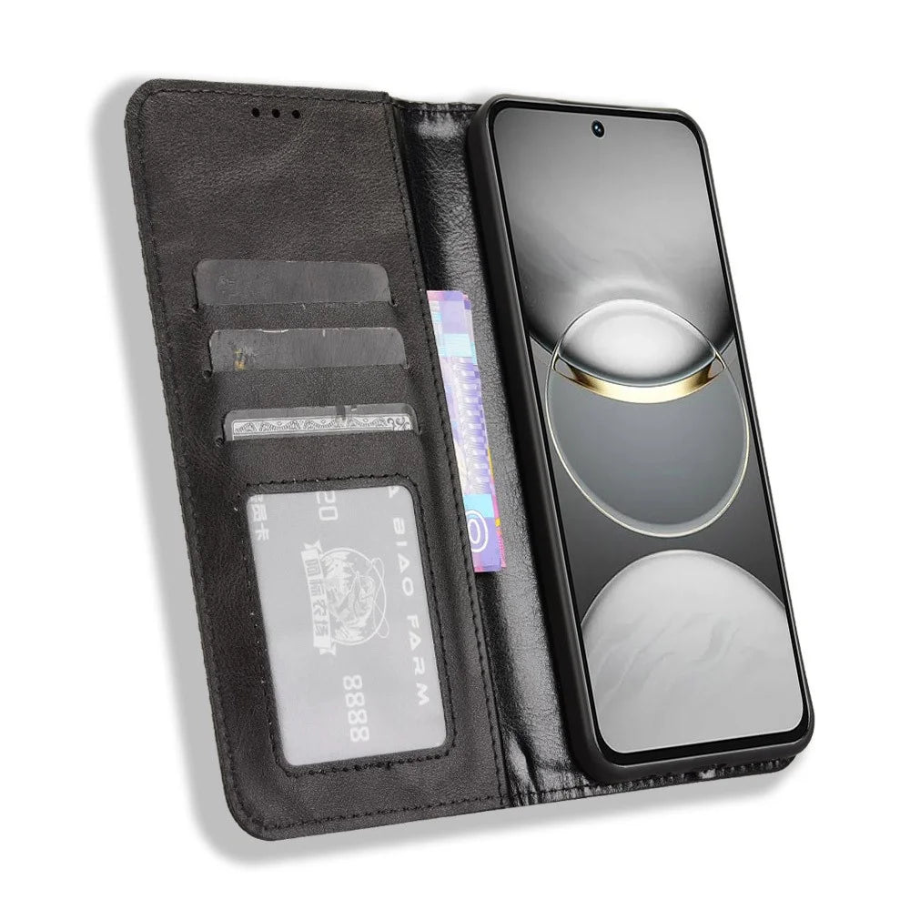 For TECNO Spark 30 Pro 4G KL7 Leather Case Wallet Stand Retro Texture Phone Cover - Black - 2