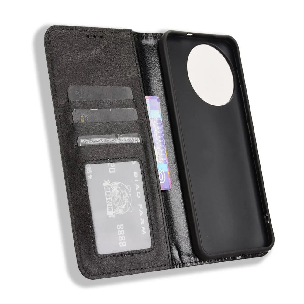 For TECNO Spark 30 Pro 4G KL7 Leather Case Wallet Stand Retro Texture Phone Cover - Black - 4