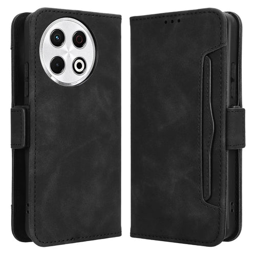 For TECNO Spark 30 Pro 4G KL7 Leather Case Phone Wallet Cover with Multiple Card Slots - Black - 1