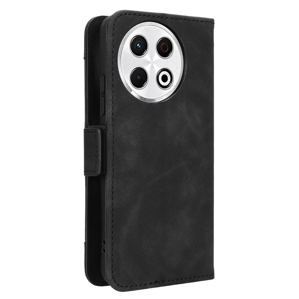 For TECNO Spark 30 Pro 4G KL7 Leather Case Phone Wallet Cover with Multiple Card Slots - Black - 7