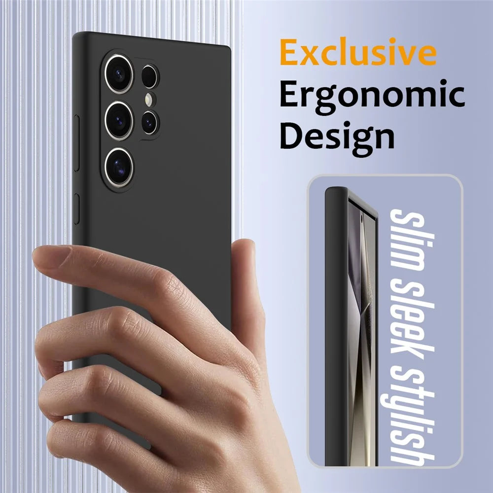 For Samsung Galaxy S24 Ultra Magnetic Case Anti-Drop Liquid Silicone Phone Cover - Black - 4