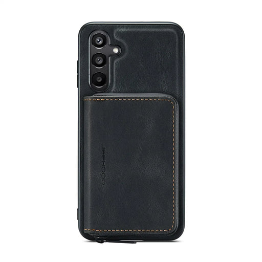 CASEME For Samsung Galaxy A16 5G Case JEEHOOD J02 Leather Back Cover with Detachable Zipper Card Holder Kickstand - Black - 2